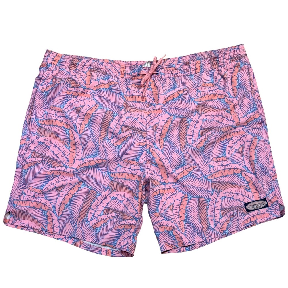 Vineyard Vines Swim Trunks Pink Palm Print Men's XL